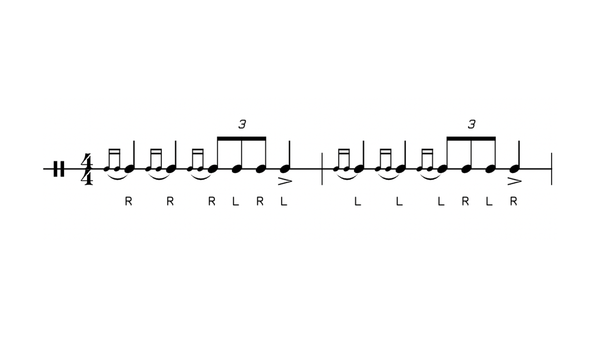 Triple Ratamacue drum rudiment notation